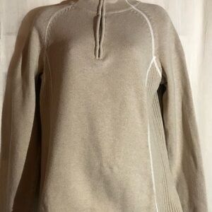 Zip up Beige Sweater by Liz Claiborne, heavy knit, warm